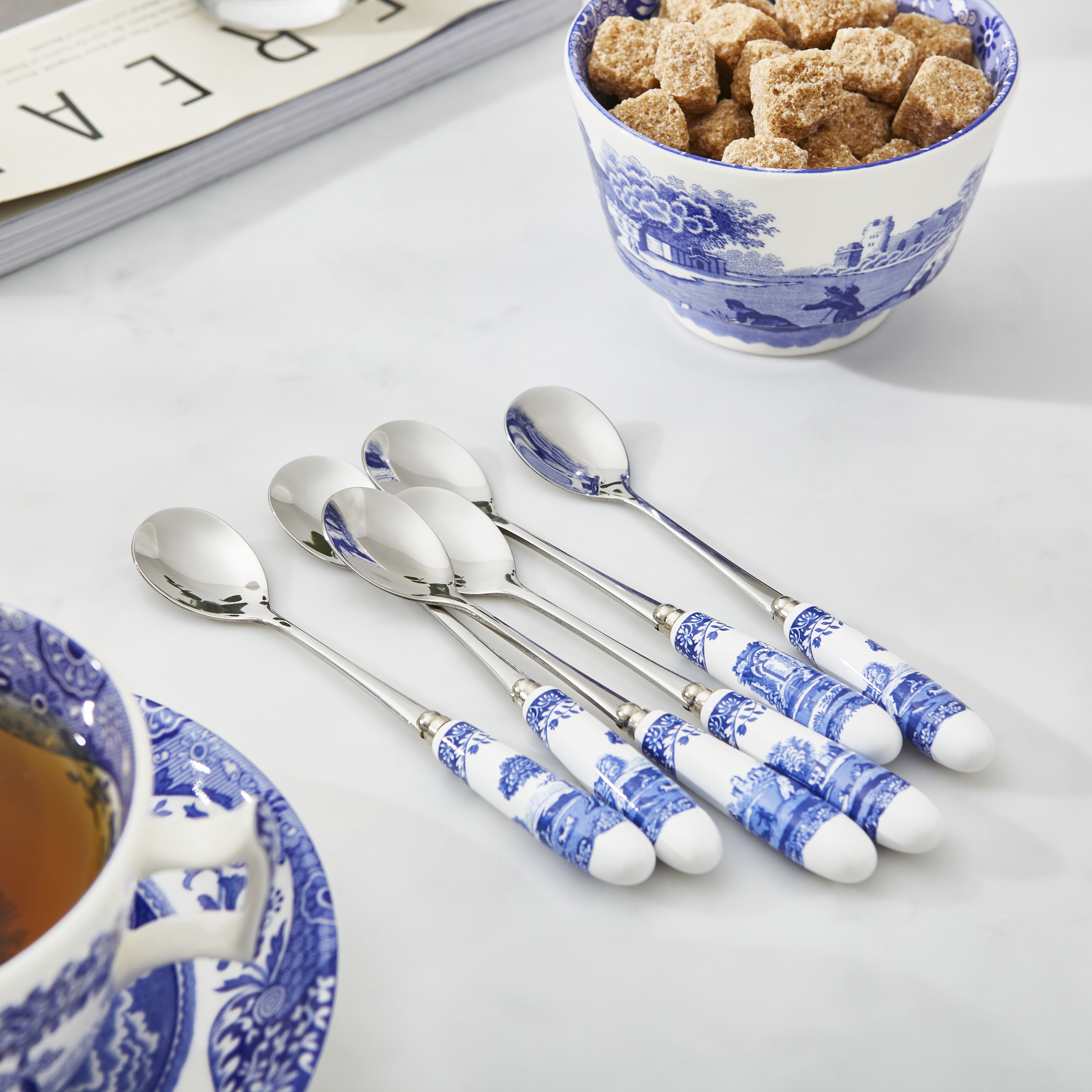 Blue Italian Teaspoons Set of 6 image number null